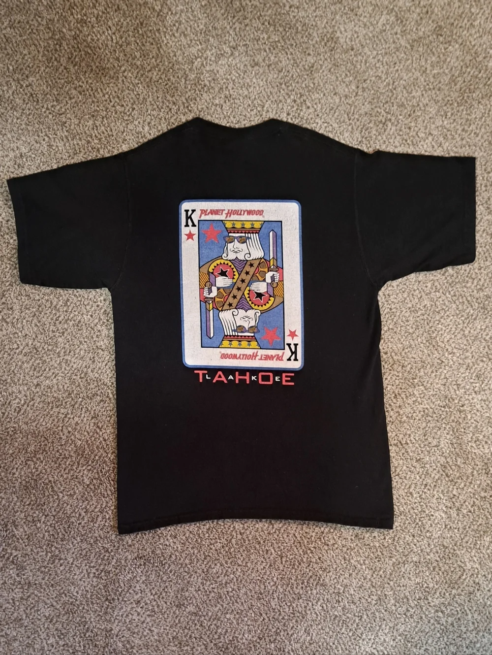 Vintage 90s Y2K Planet Hollywood Lake Tahoe Poker Card SS Shirt Men's Size Small - Picture 2 of 7